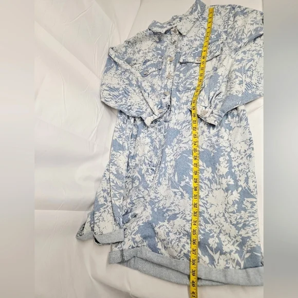 Eloquii Elements Floral Denim Romper In Blue And White Size 26 - Picture 11 of 13